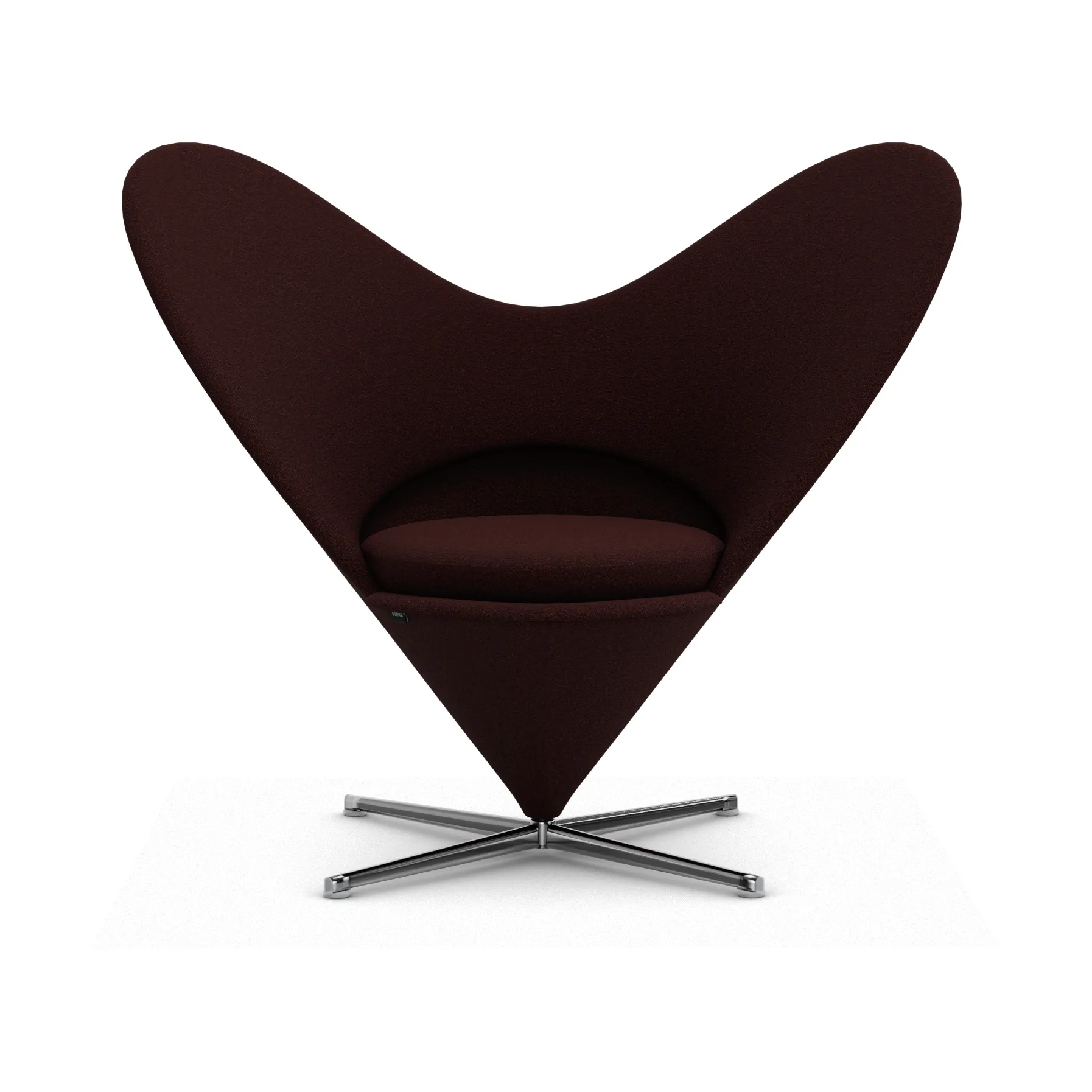 Heart Cone Chair lenestol, Cento dark red melange-rustfritt stål Vitra