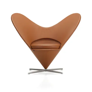 Heart Cone Chair lenestol - Leather premium F cognac-rustfritt stål - Vitra