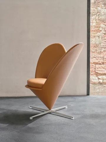 Heart Cone Chair lenestol - Leather premium F cognac-rustfritt stål - Vitra