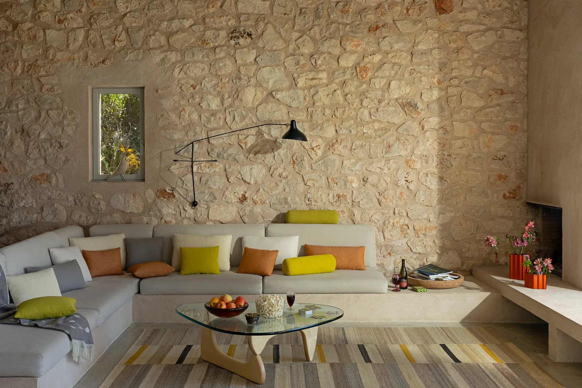 Noguchi coffee table sofabord glasskive, Svart ask Vitra