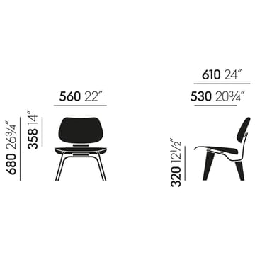 Plywood-gruppe LCW lenestol - Svartbeiset ask - Vitra