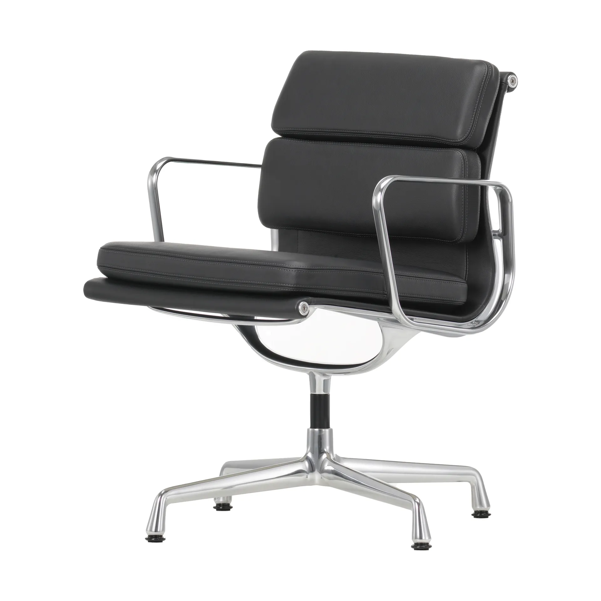 Soft Pad Chair EA 208 classic height polerat krom, Lær L50 Nero (filttupper) Vitra