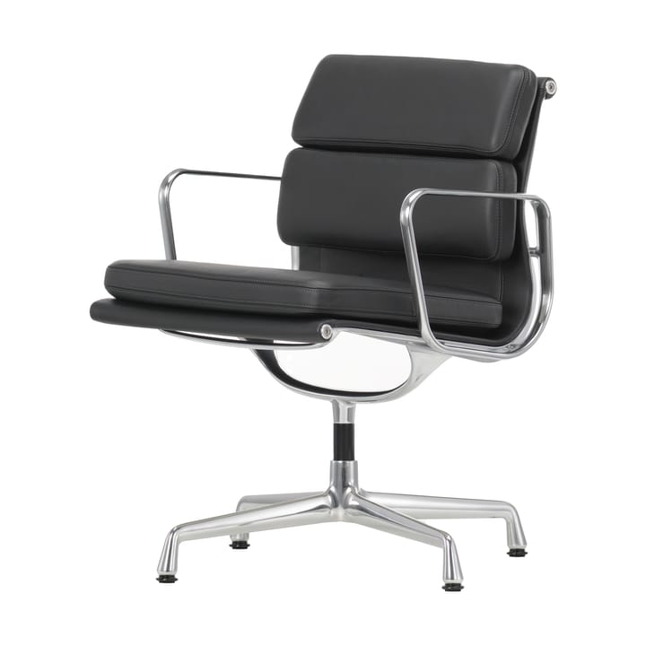 Soft Pad Chair EA 208 classic height polerat krom - Lær L50 Nero (filttupper) - Vitra