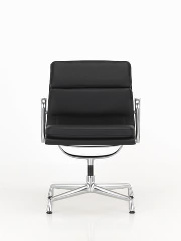 Soft Pad Chair EA 208 classic height polerat krom - Lær L50 Nero (filttupper) - Vitra