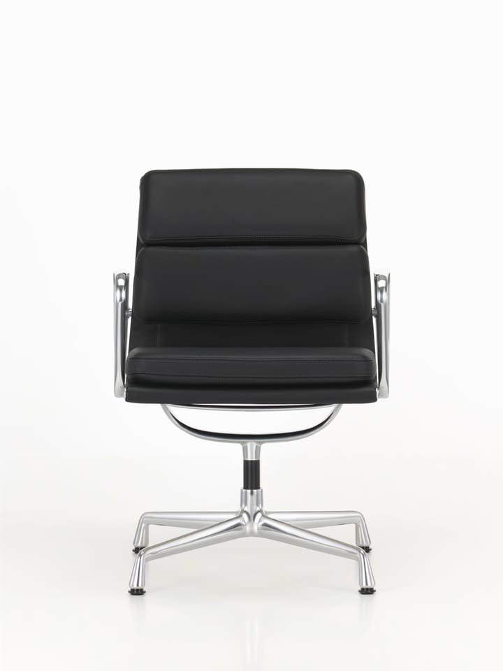 Soft Pad Chair EA 208 classic height polerat krom, Lær L50 Nero (filttupper) Vitra