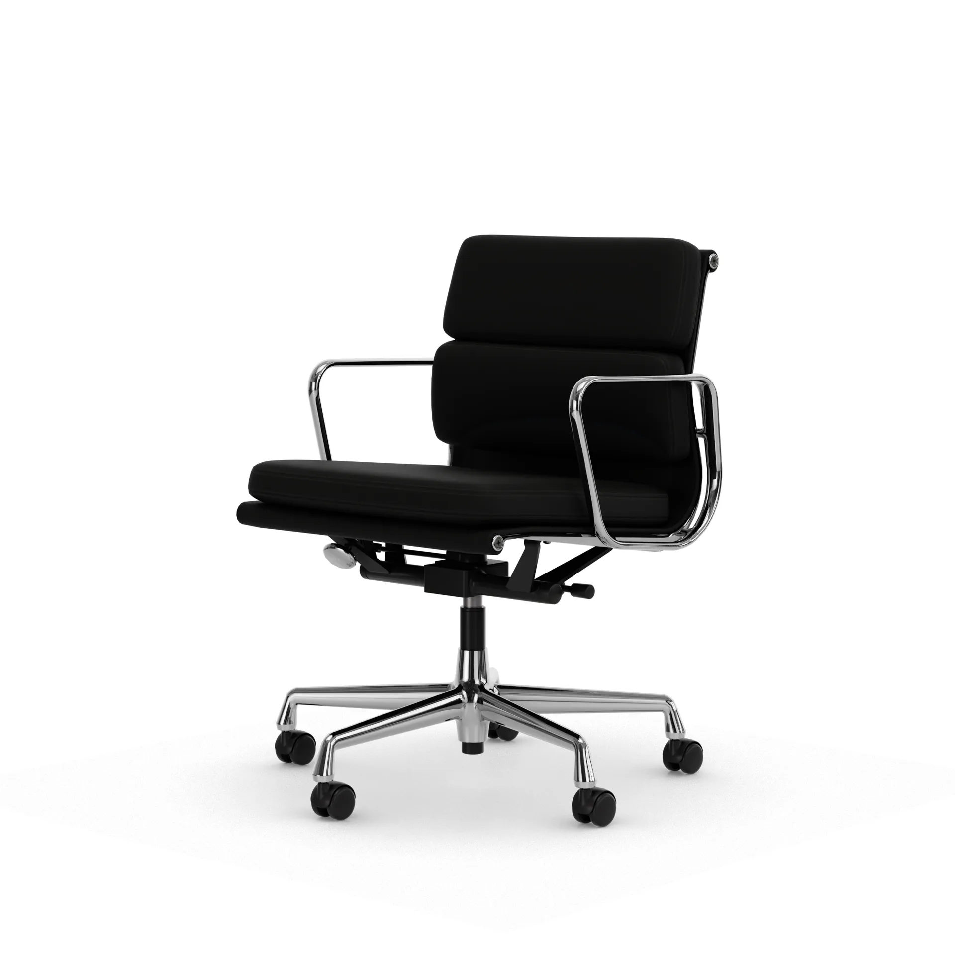 Soft Pad Chair EA 217 polert kromstativ, Lær premium F L50 Nero Vitra