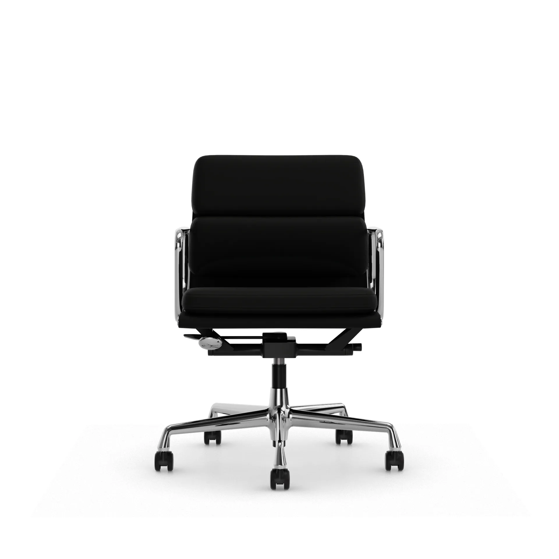 Soft Pad Chair EA 217 polert kromstativ, Lær premium F L50 Nero Vitra