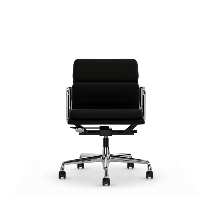 Soft Pad Chair EA 217 polert kromstativ, Lær premium F L50 Nero Vitra