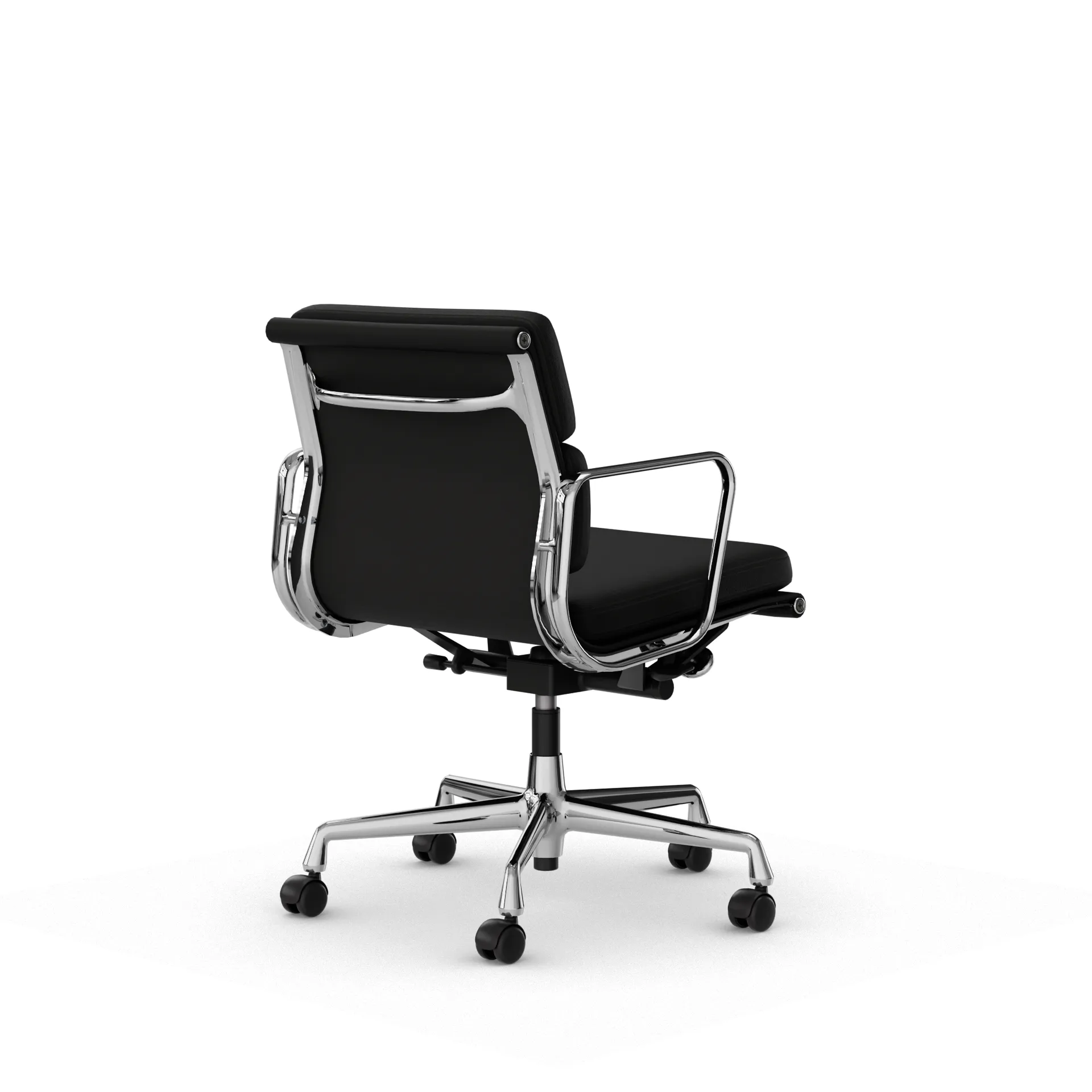 Soft Pad Chair EA 217 polert kromstativ, Lær premium F L50 Nero Vitra