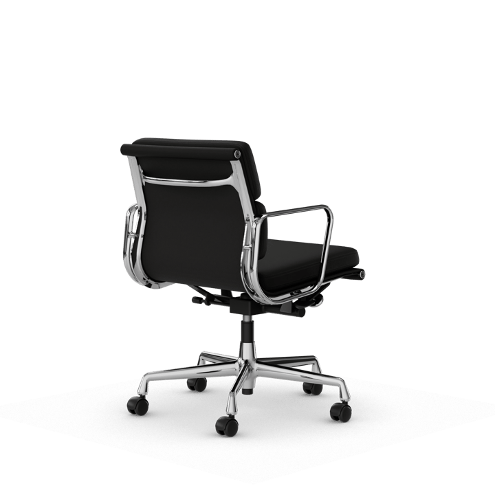 Soft Pad Chair EA 217 polert kromstativ, Lær premium F L50 Nero Vitra