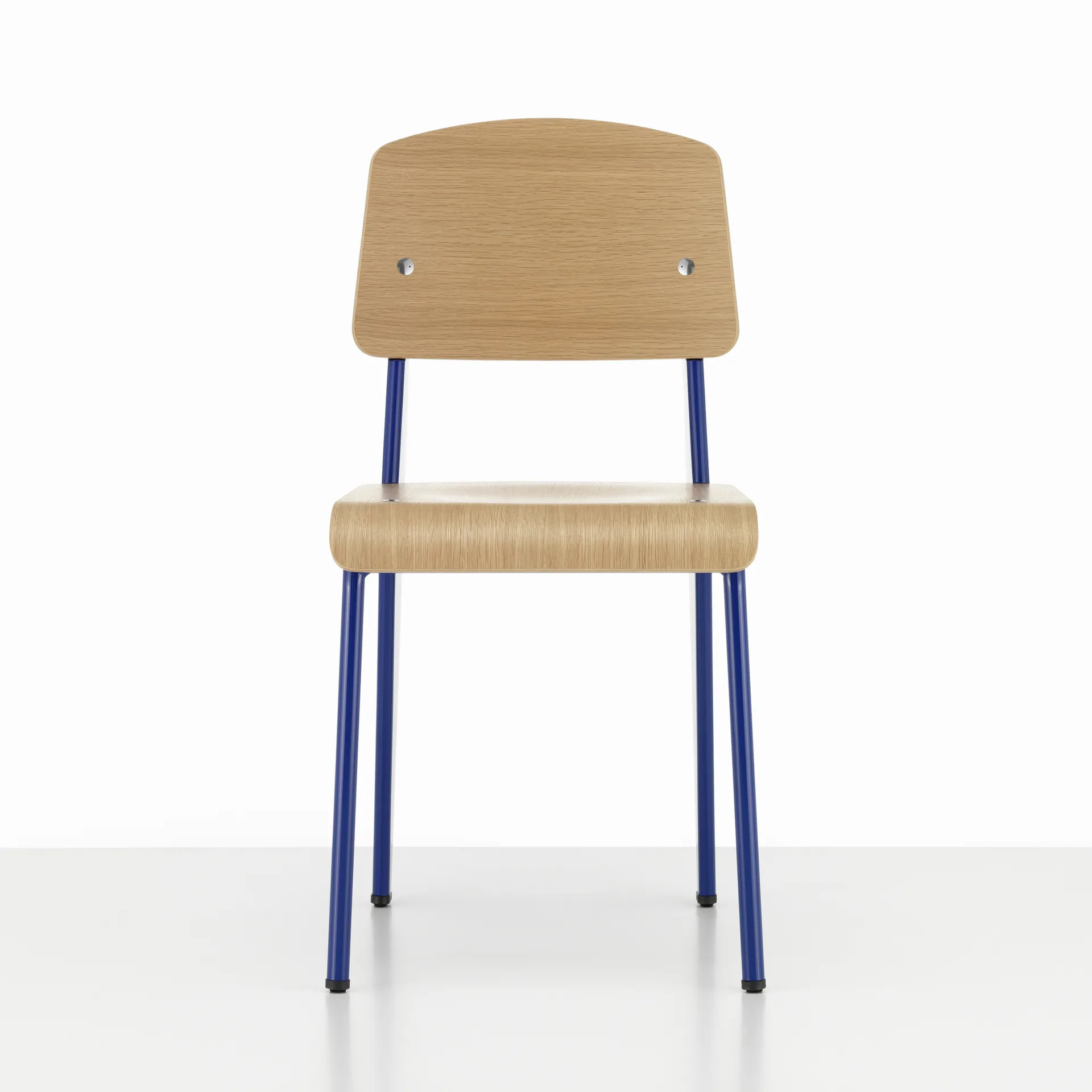 Standard stol, eik natur, prouvé bleu marcoule understell Vitra