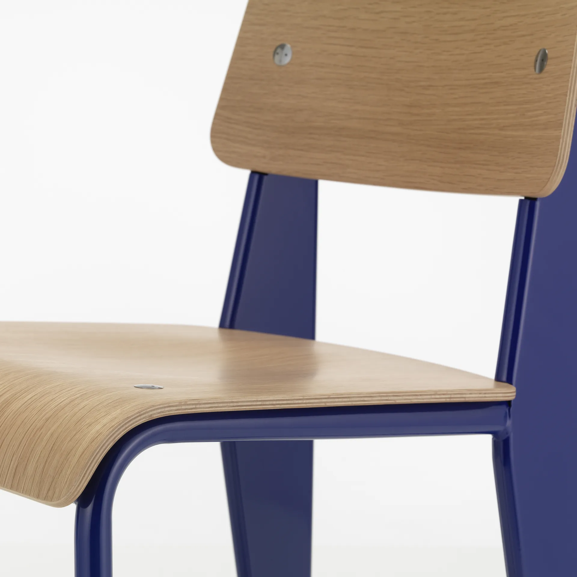 Standard stol, eik natur, prouvé bleu marcoule understell Vitra