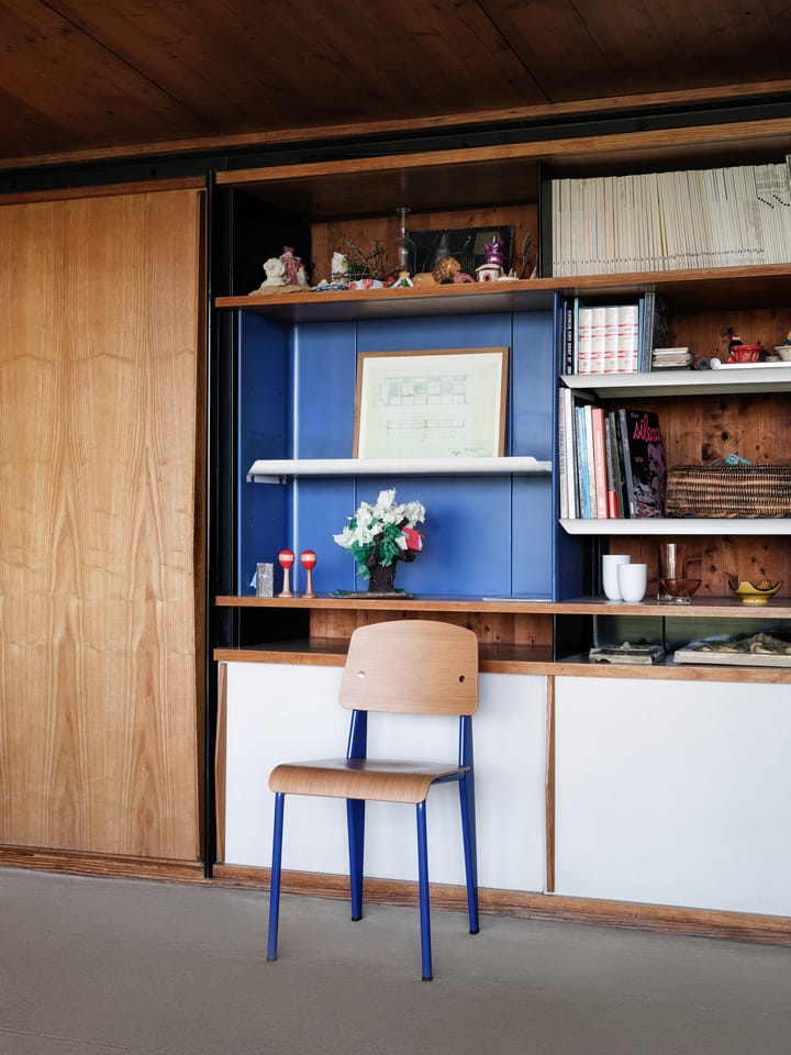 Standard stol, eik natur, prouvé bleu marcoule understell Vitra