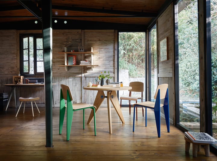 Standard stol, eik natur, prouvé bleu marcoule understell Vitra