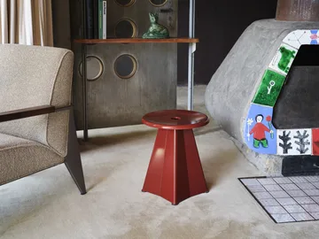 Tabouret Métallique rund krakk - Japanese red, Ø38x44,5 cm - Vitra