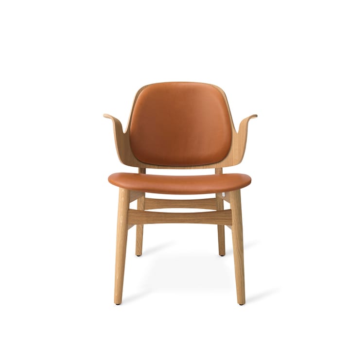 Gesture loungestol - skinn silk 250 cognac, hvitoljet eikestativ - Warm Nordic