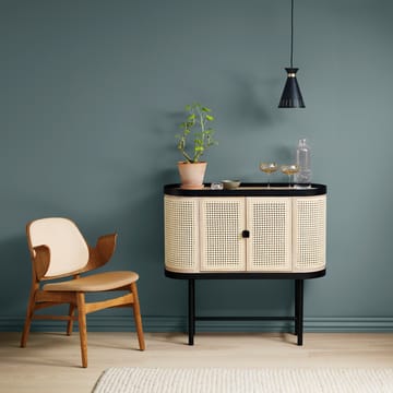 Gesture loungestol - tekstil barnum 24 cream, teakoljet eikestativ - Warm Nordic