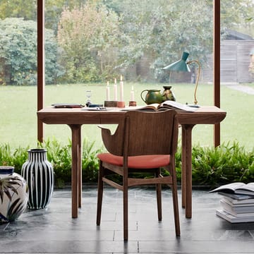 Gesture stol, trukket sete - tekstil canvas 566 peachy pink, teakoljet eikestativ, trukket sete - Warm Nordic