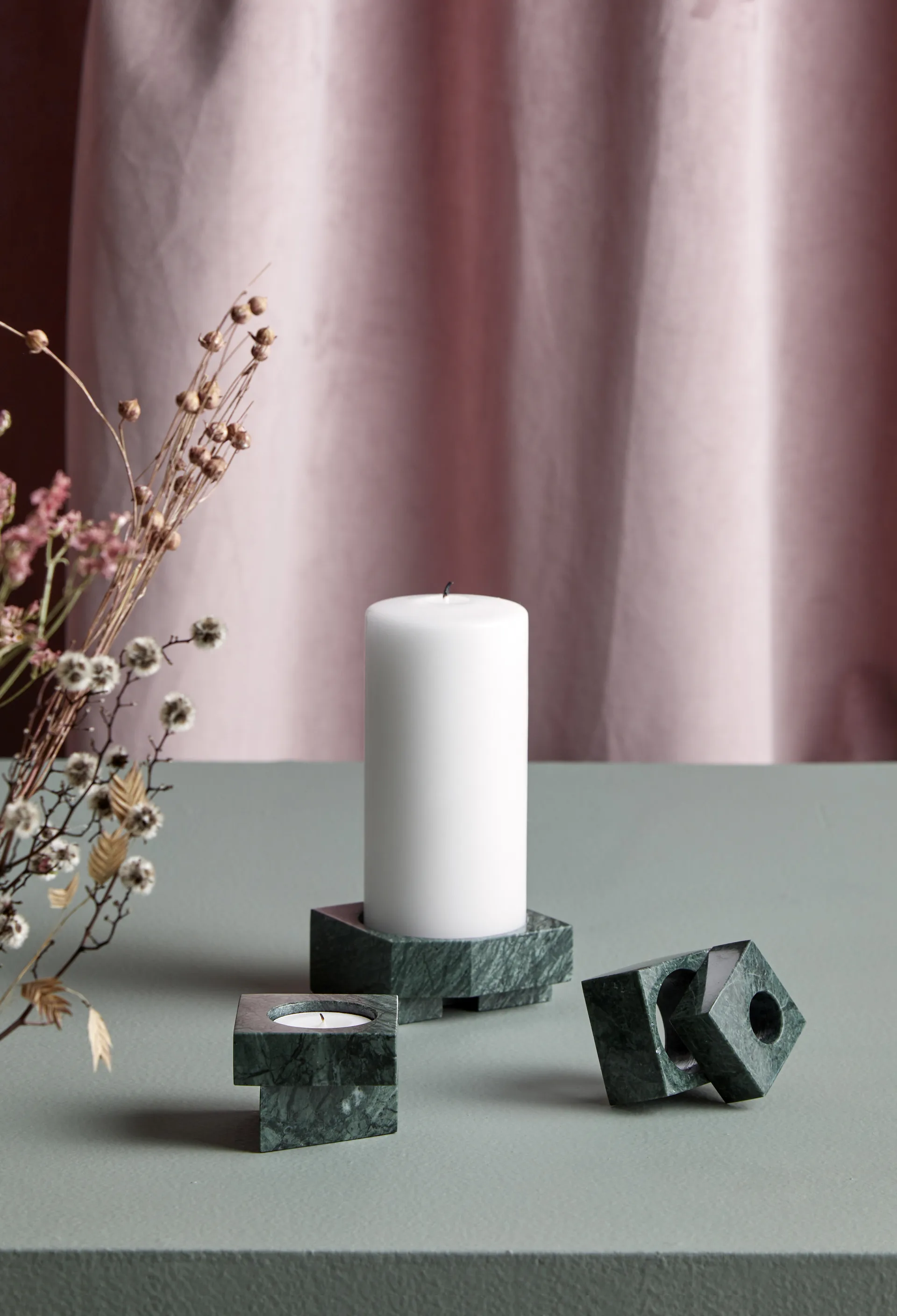 Jeu de dés 1 lysholder marmor, Grønn Woud