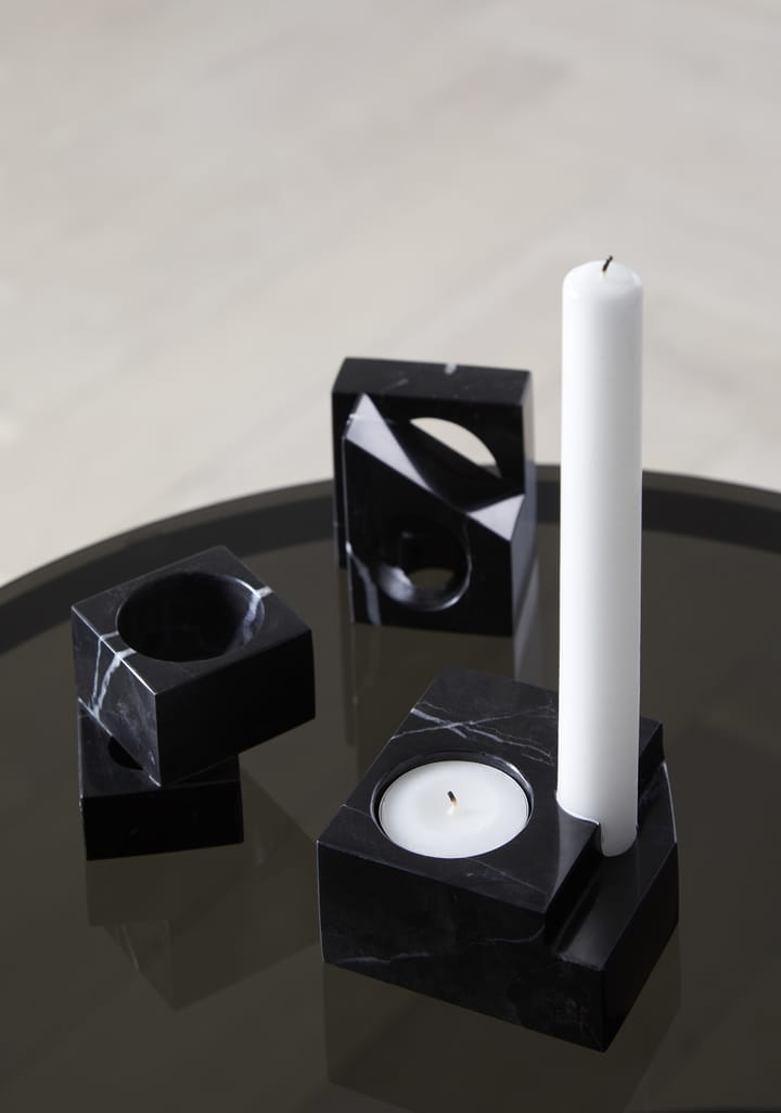 Jeu de dés 3 lysholder marmor, Sort Woud