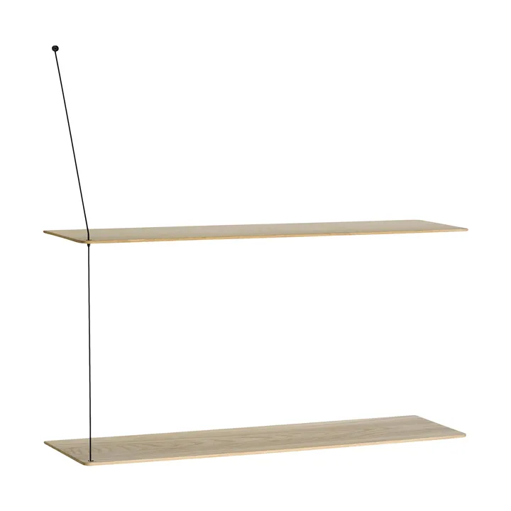Stedge hylle - Hvitpigmentert eik-svart, 80 cm, 2 hyller - Woud