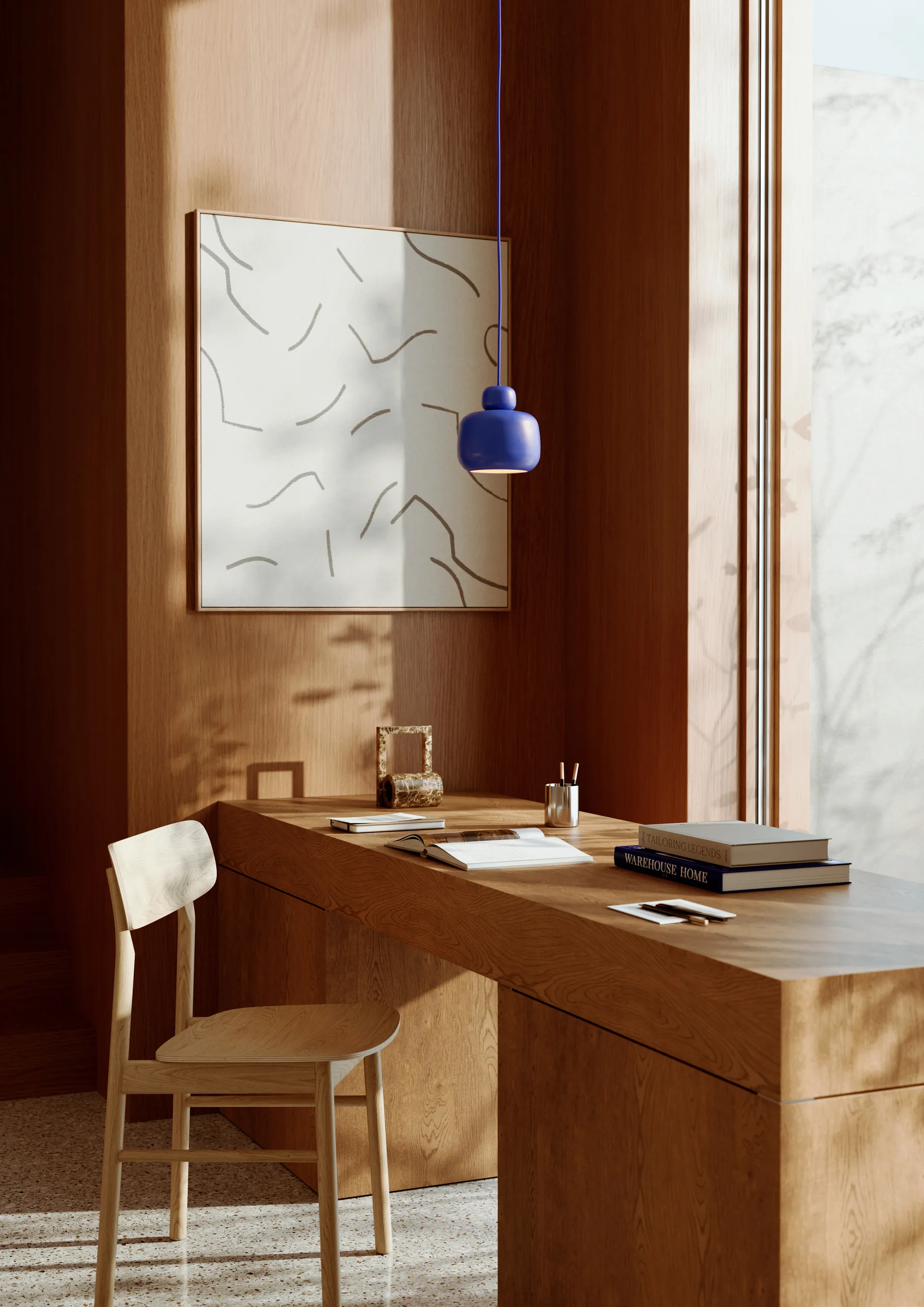 Stone taklampe small, Cobalt blue Woud