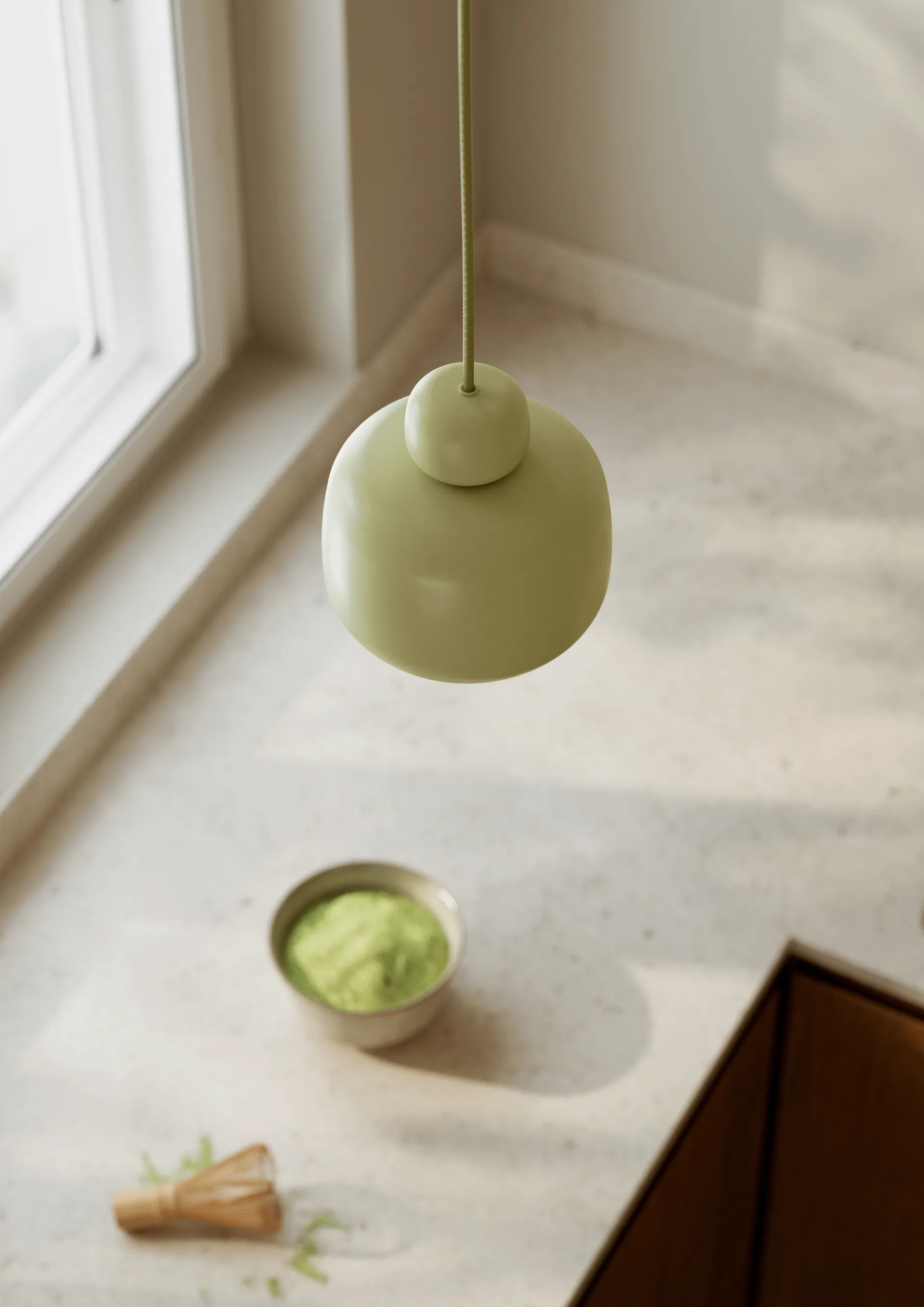 Stone taklampe small, Matcha green Woud