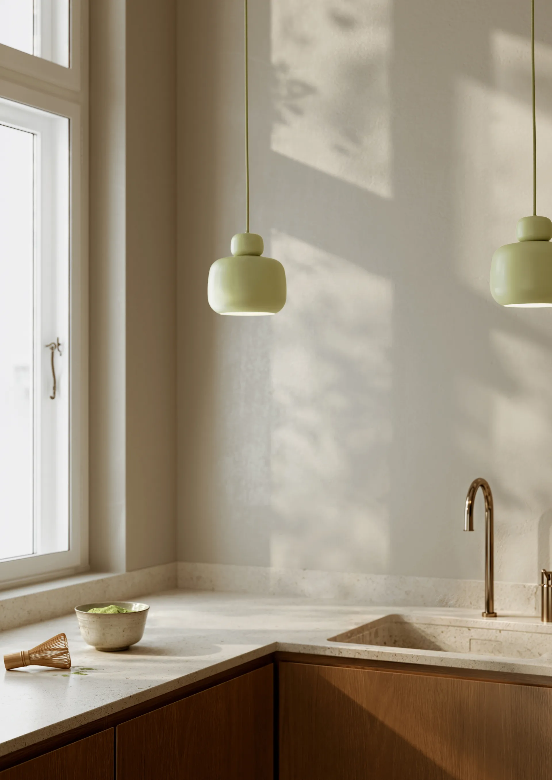 Stone taklampe small, Matcha green Woud