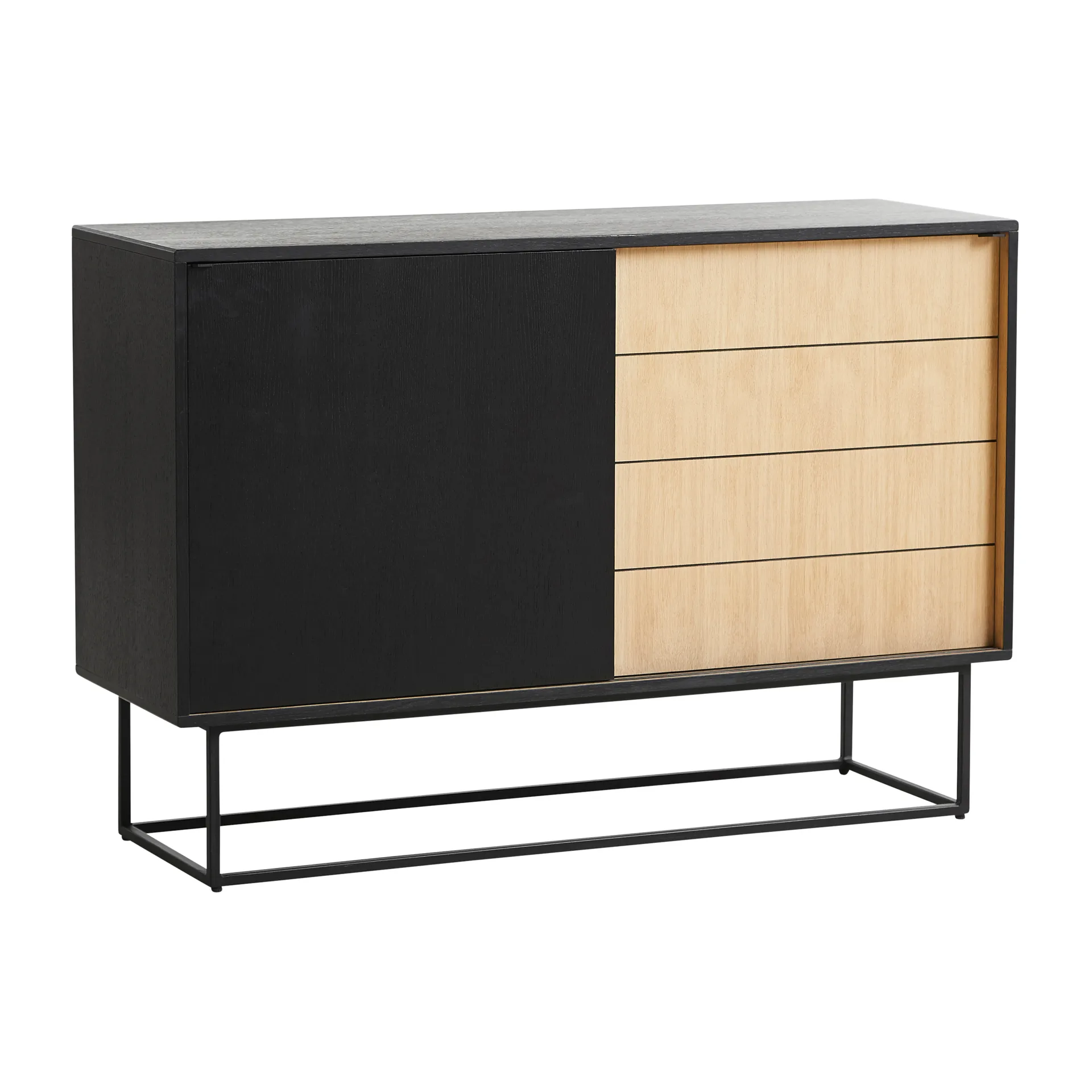 Virka sideboard, høy 120 cm, Svart - eik Woud