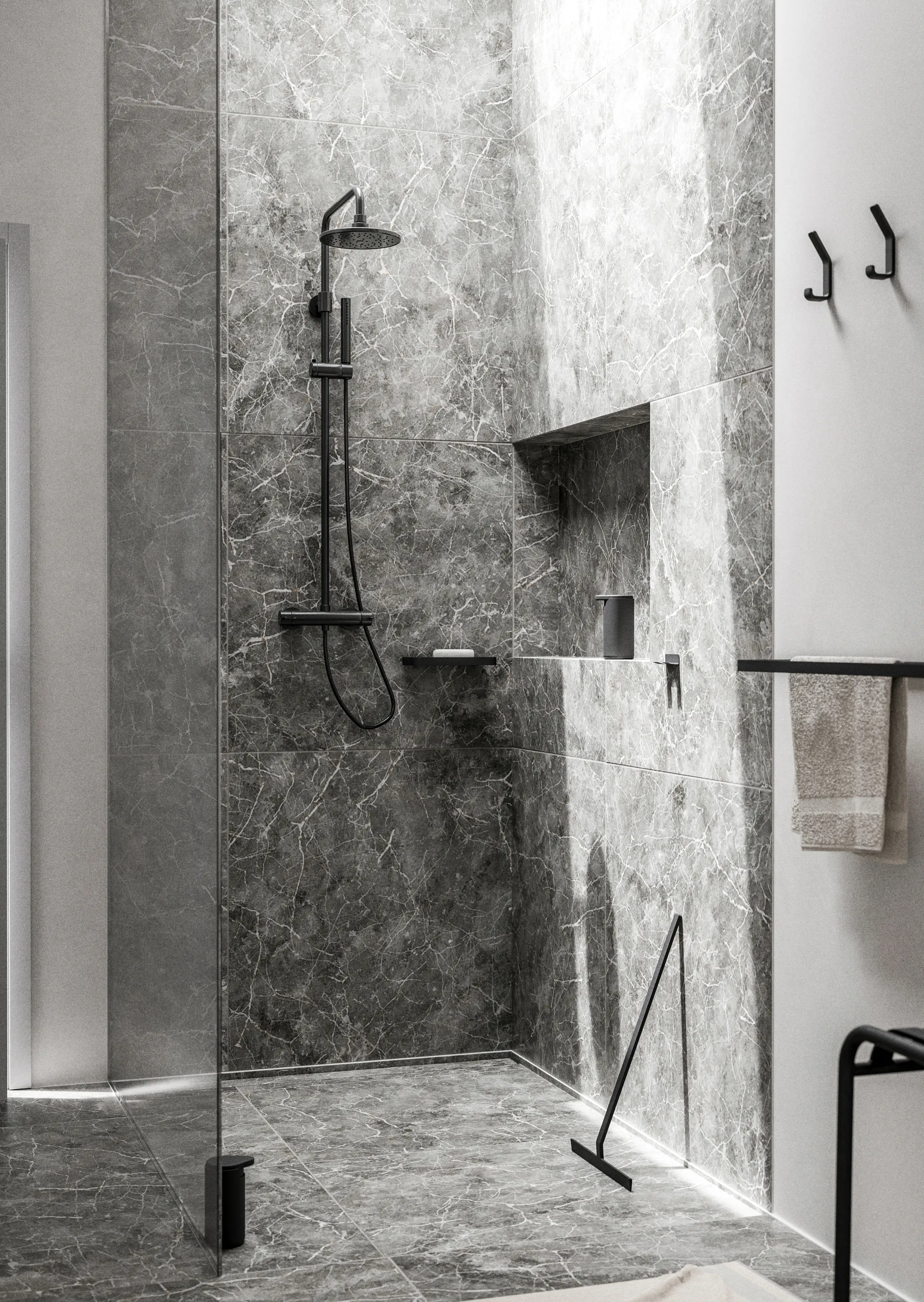 RIM håndklestang dobbel 12 x 44 cm, Black Zone Denmark