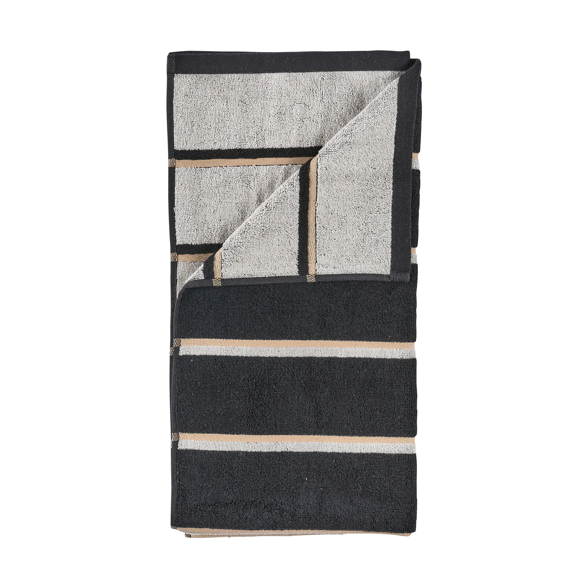 Sauna Håndkle, Black-soft grey-camel, 70x140 cm Zone Denmark