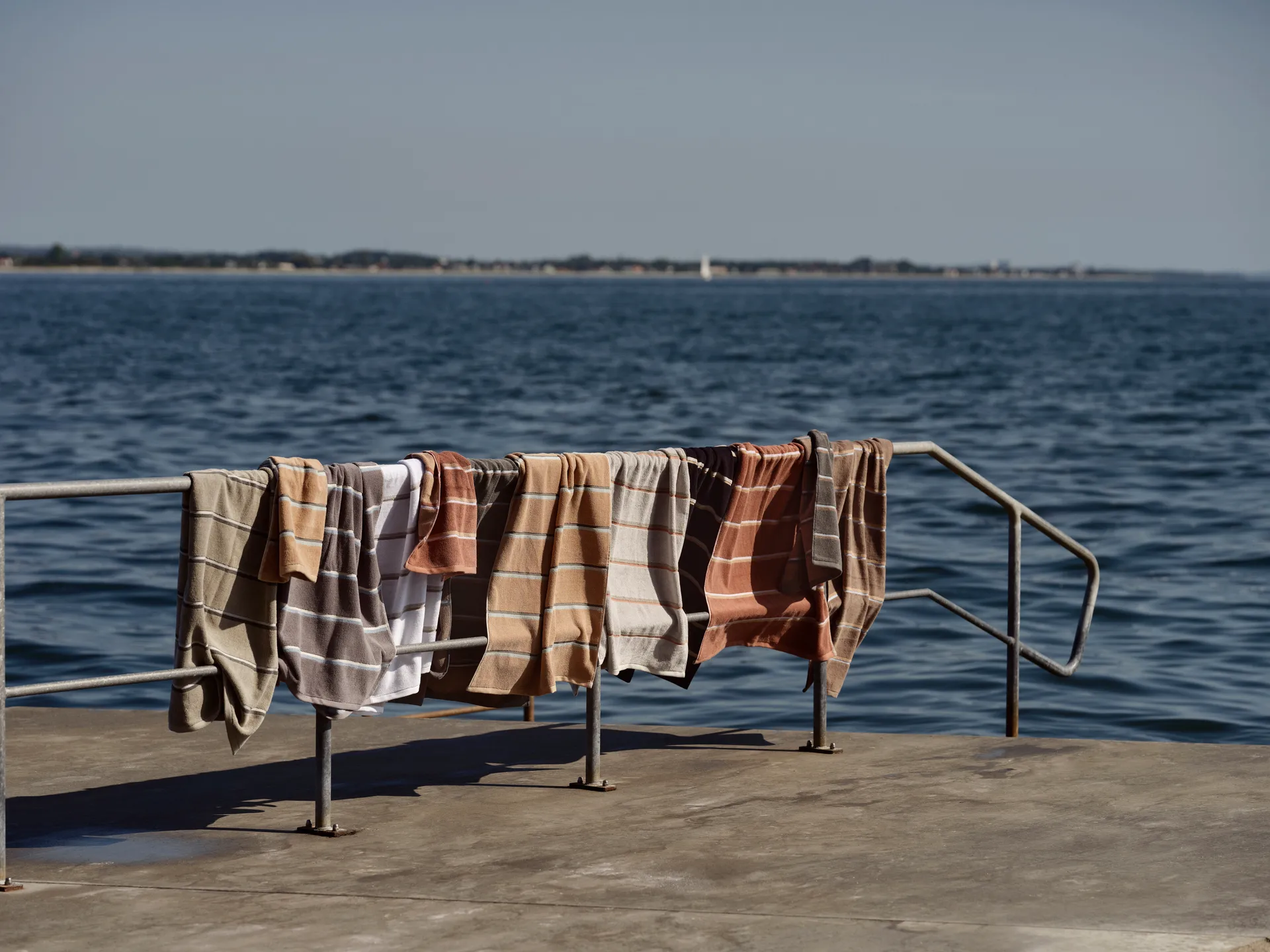 Sauna Håndkle, Black-soft grey-camel, 70x140 cm Zone Denmark