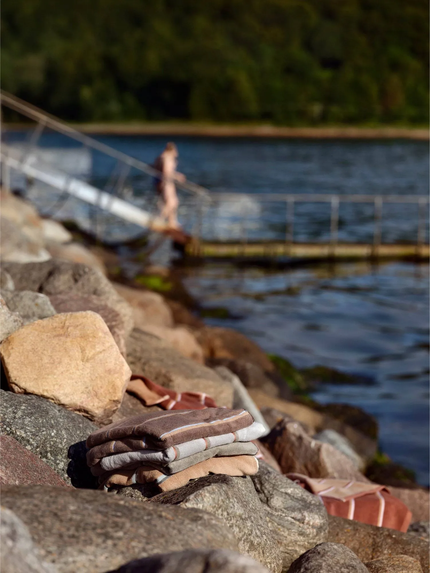 Sauna Håndkle, Soft grey–eucalyptus–terracotta, 70x140 cm Zone Denmark