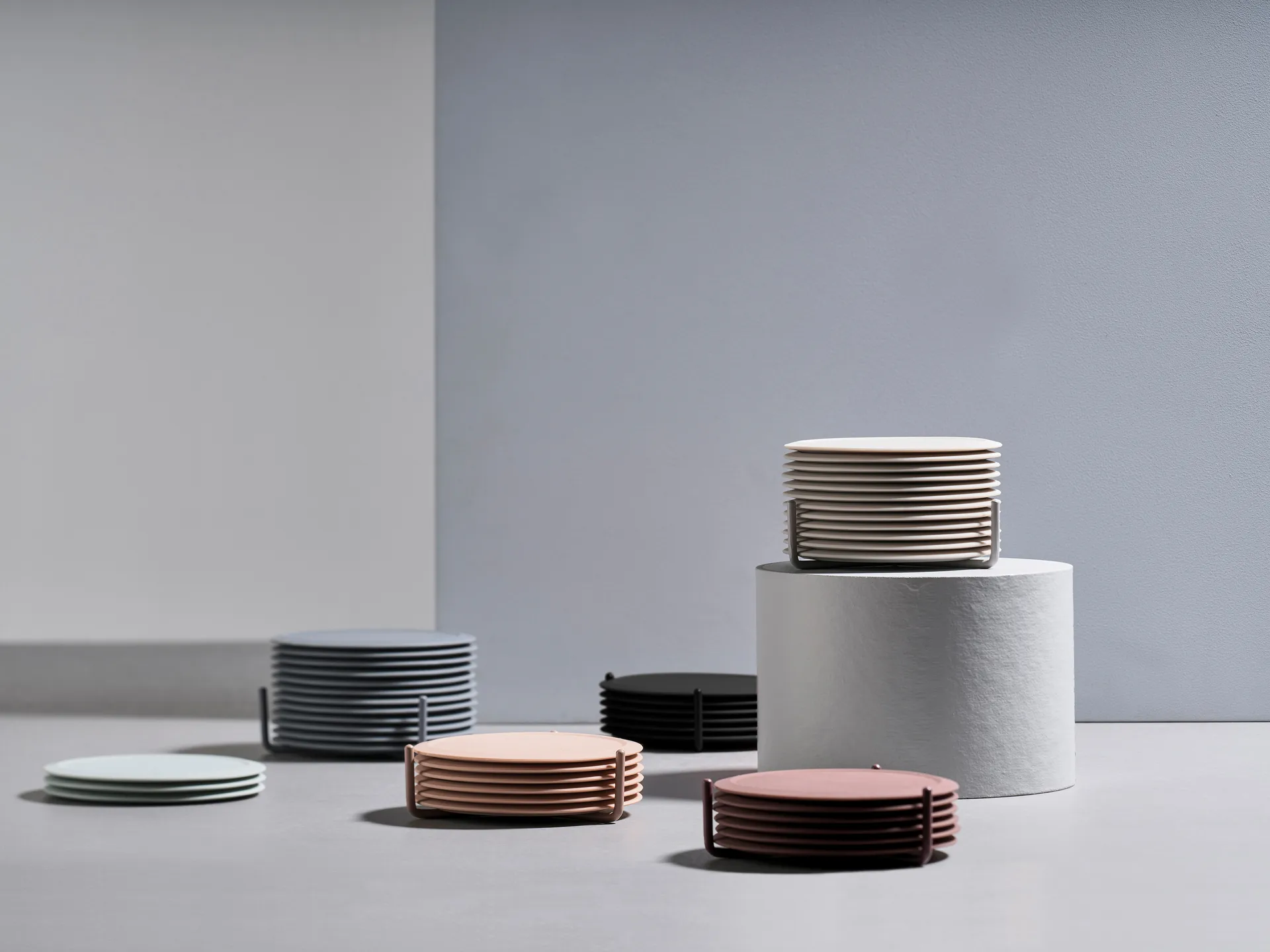 Singles glassunderlag 6-pack med beholder, Black Zone Denmark