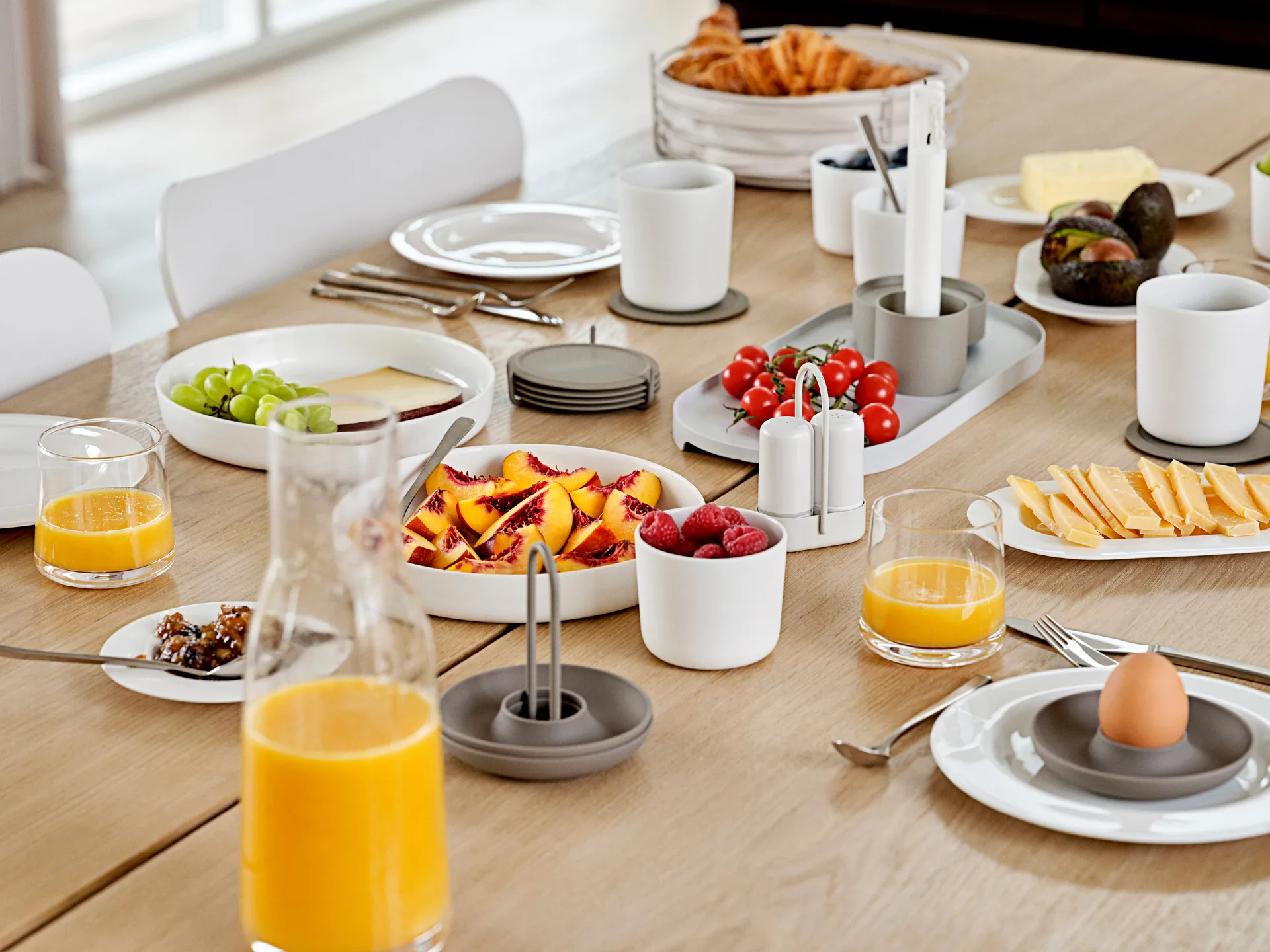 Singles glassunderlag 6-pack med beholder, Taupe Zone Denmark