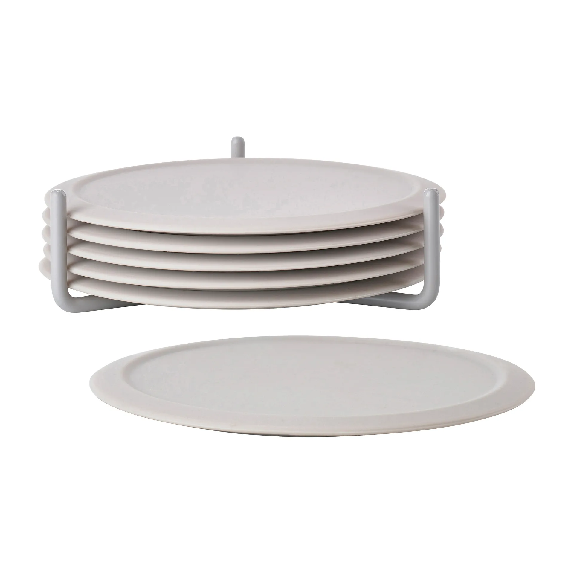 Singles glassunderlag 6-pack med beholder, Warm Grey Zone Denmark