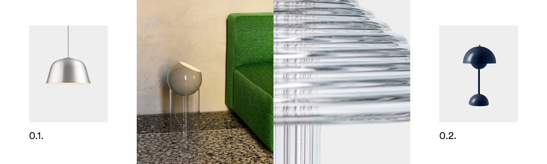 Sølvfarget pendellampe med avrundet form, henger mot en lys bakgrunn.